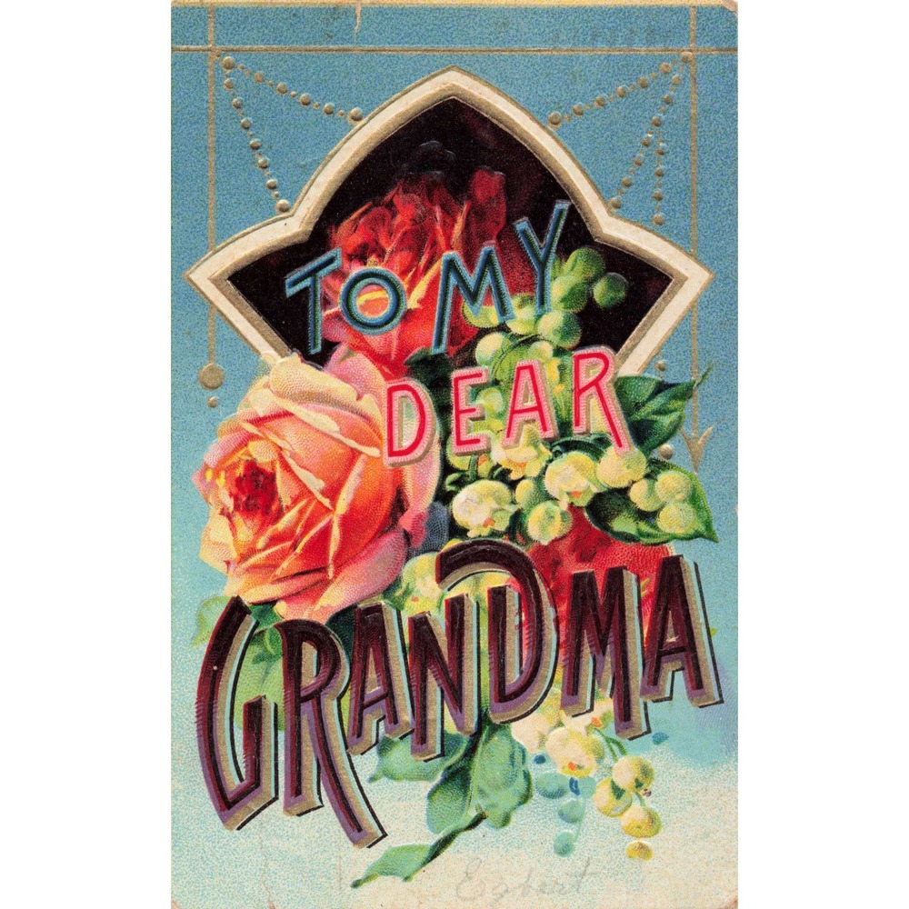 Antique 1909 To My Dear Grandma Embossed Postcard Floral Roses Germany VG - Picture 1 of 2